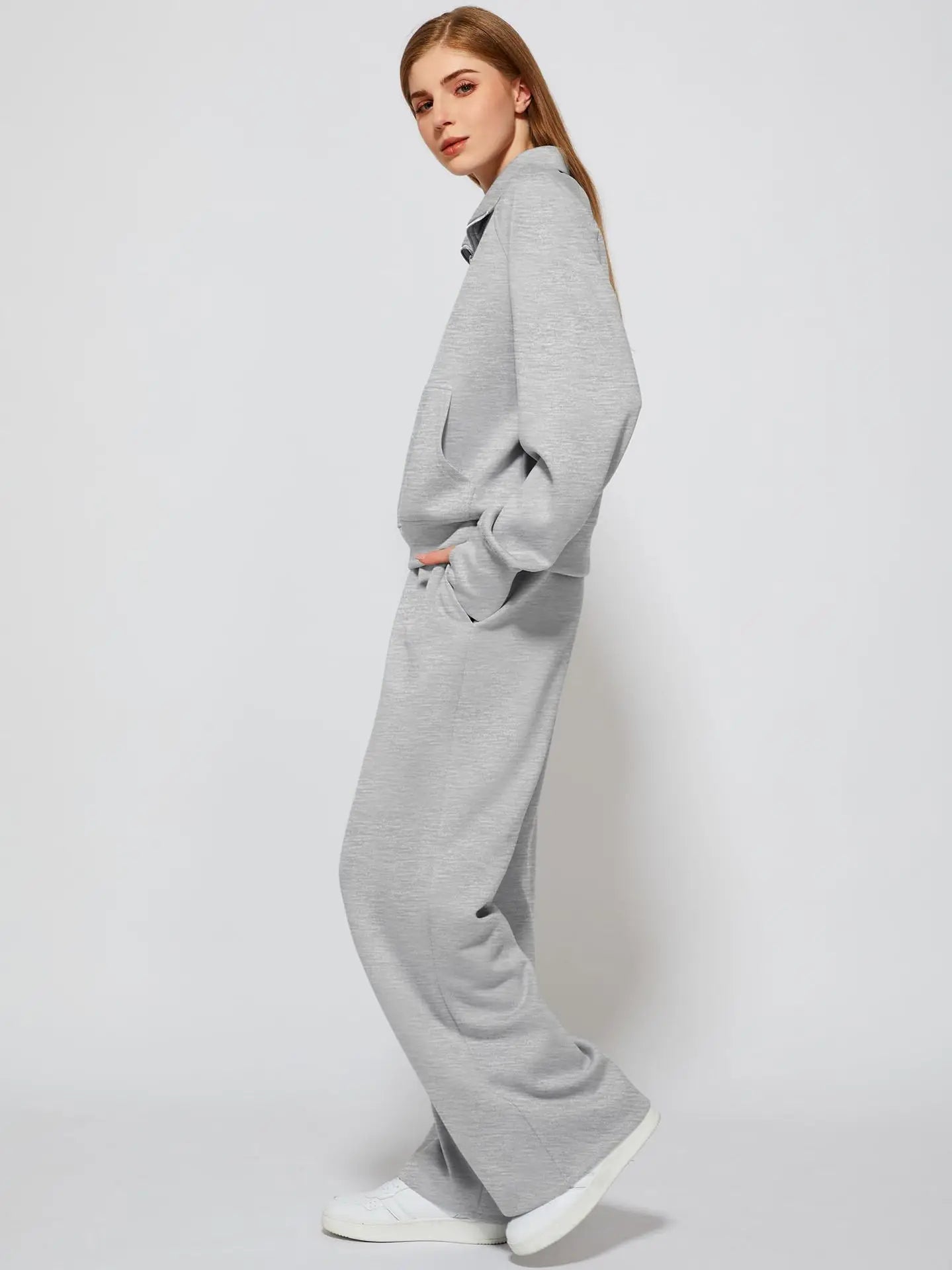 Casual Two Piece Set Half Zip