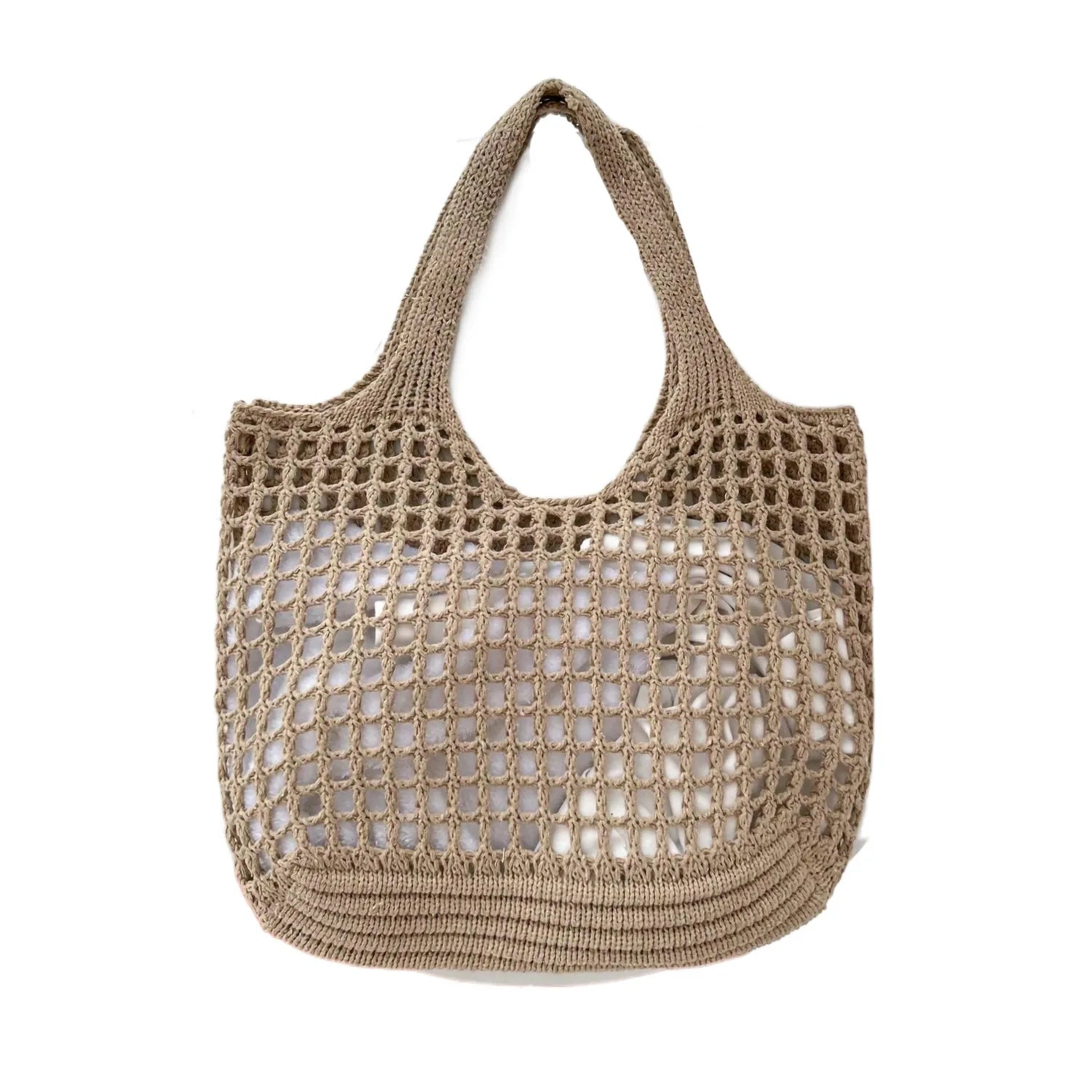 Women's Crochet Tote Bag with Hollow Knit and Large Capacity - Sofia Maris