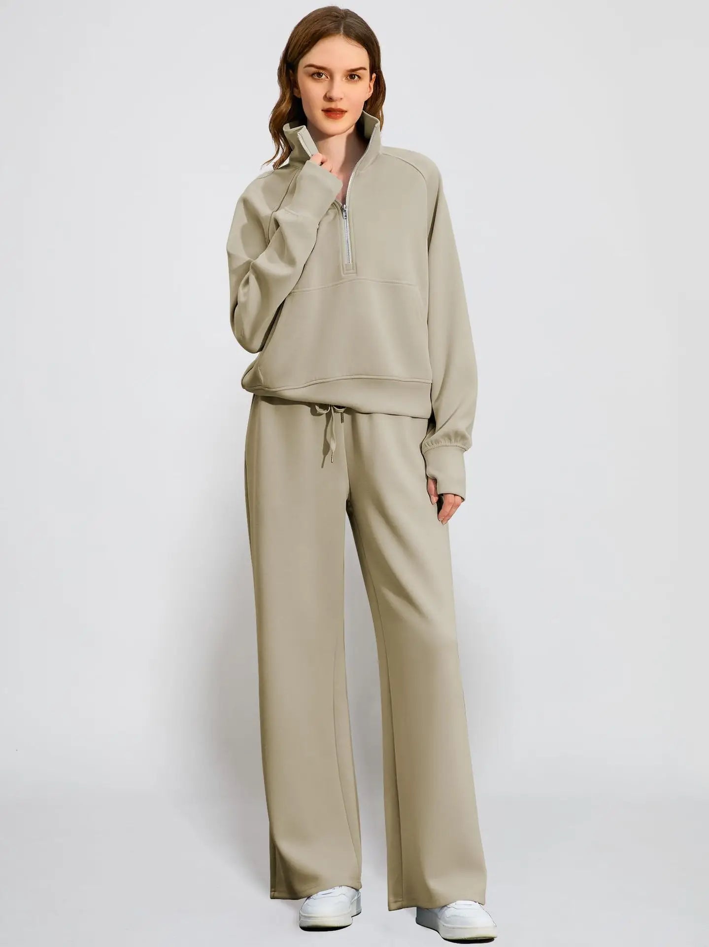 Casual Two Piece Set Half Zip