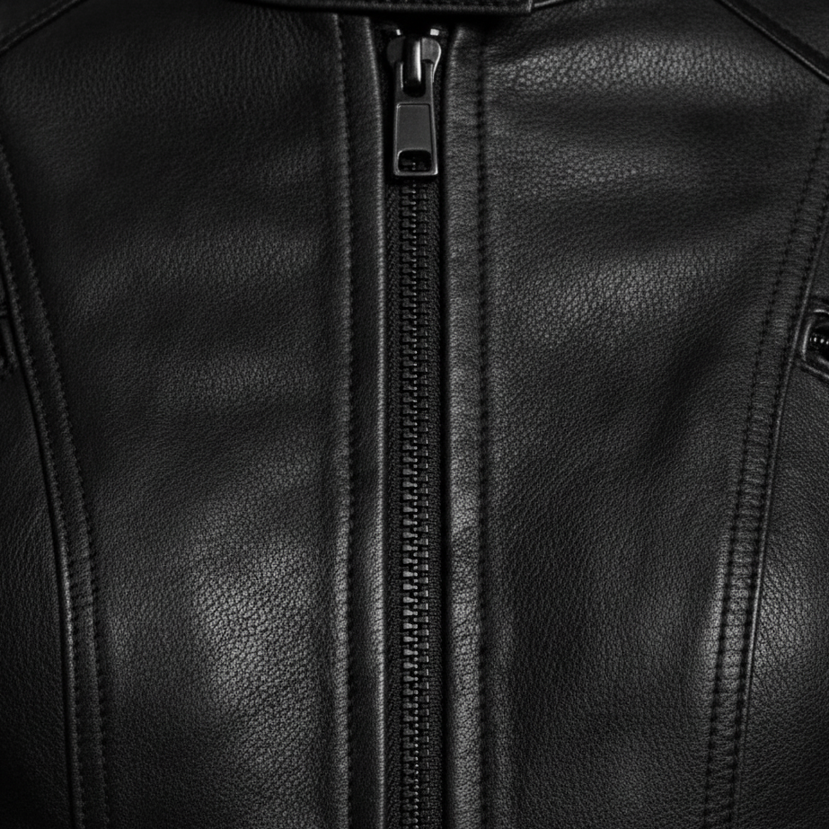 Sofia Maris Women’s Slim-Fit Zip-Up Leather Moto Jacket - Sofia Maris