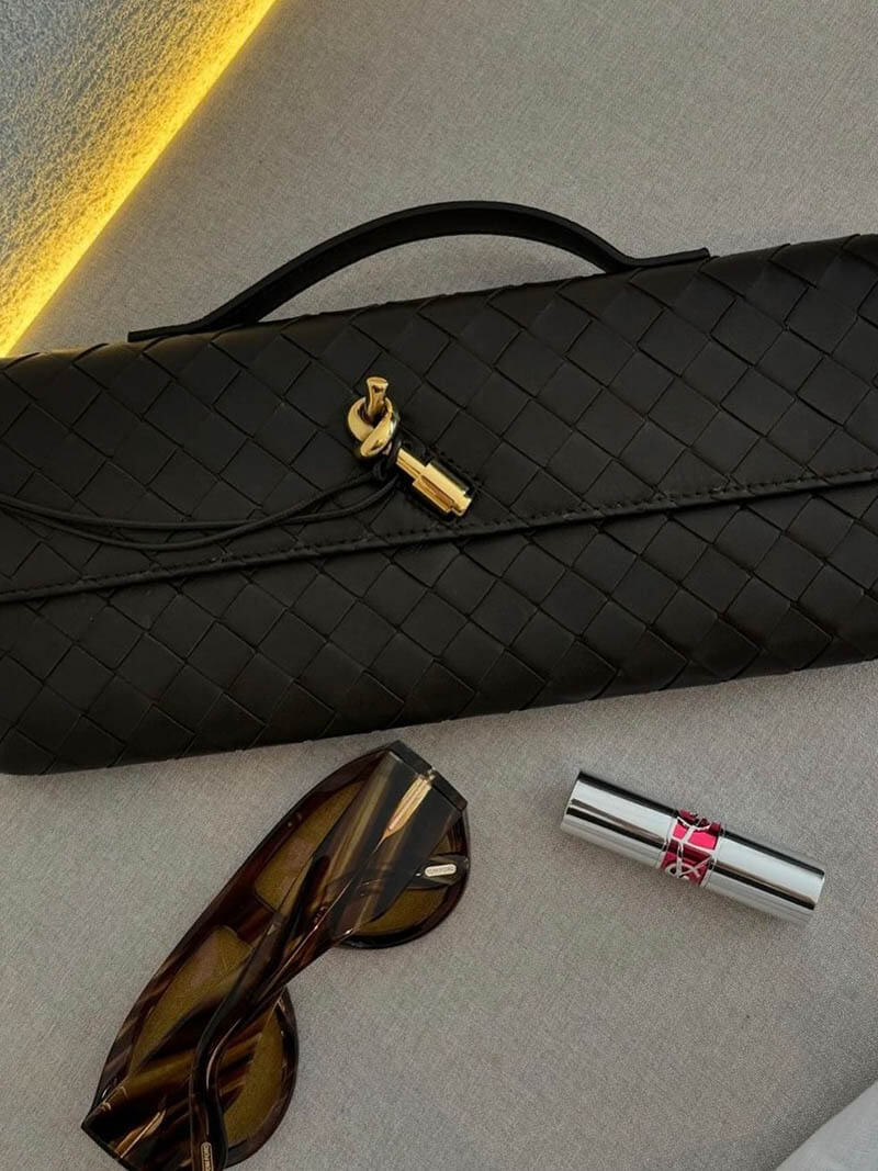 Women's Woven Shoulder Handbag with Top Handle and Flap Closure - Sofia Maris