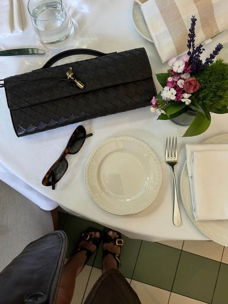 Women's Woven Shoulder Handbag with Top Handle and Flap Closure - Sofia Maris