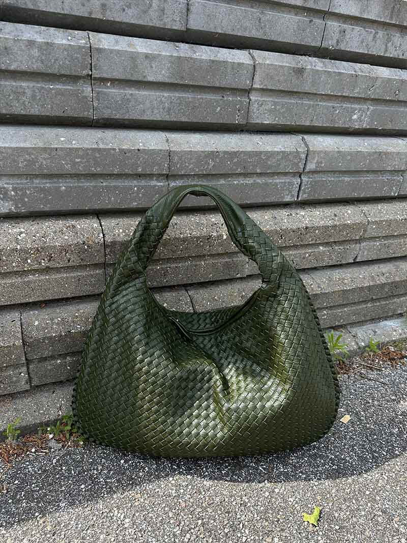 Women's Large Woven Shoulder Bag with Soft Slouchy Design - Sofia Maris
