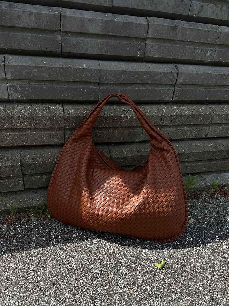 Women's Large Woven Shoulder Bag with Soft Slouchy Design - Sofia Maris