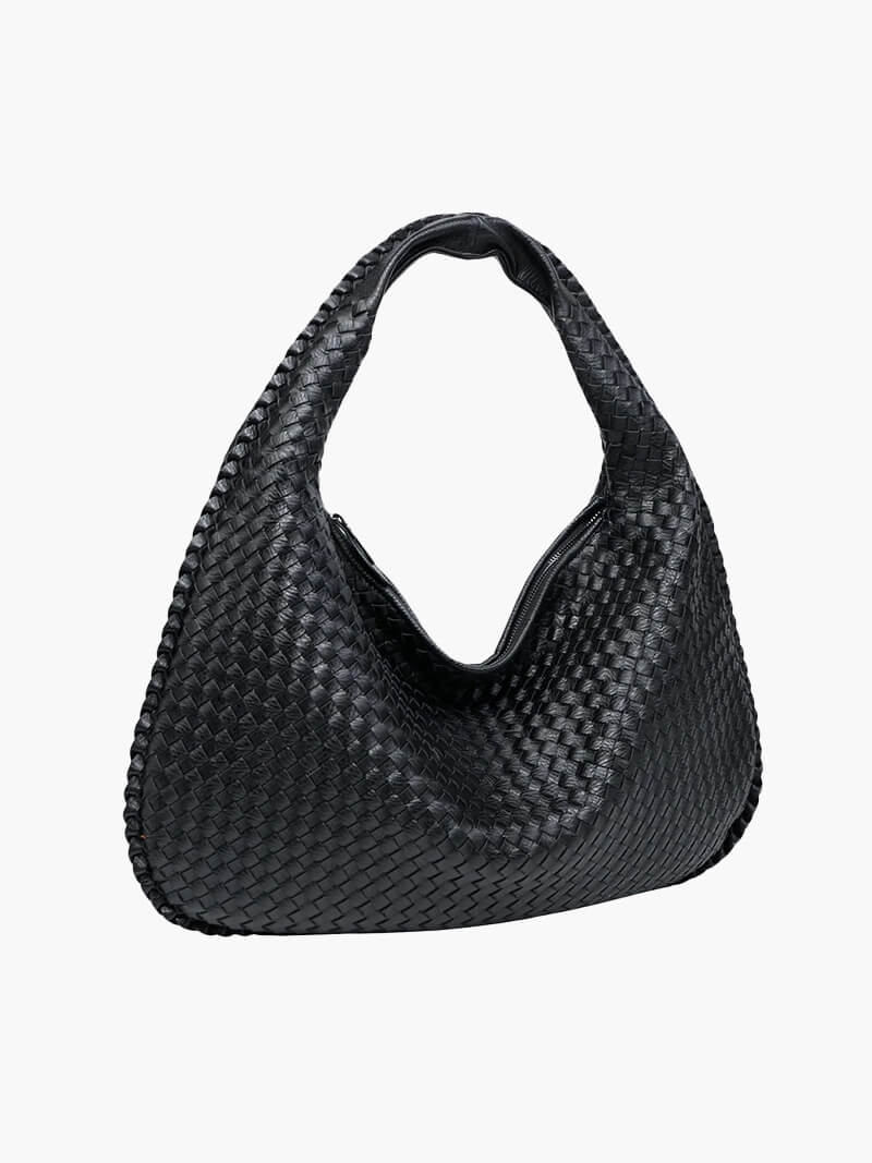 Women's Large Woven Shoulder Bag with Soft Slouchy Design - Sofia Maris