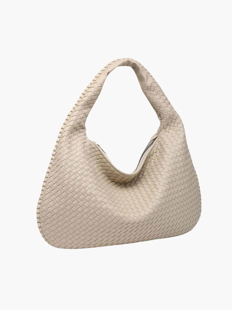 Women's Large Woven Shoulder Bag with Soft Slouchy Design - Sofia Maris
