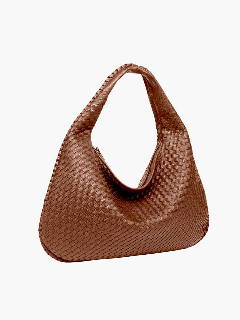 Women's Large Woven Shoulder Bag with Soft Slouchy Design - Sofia Maris