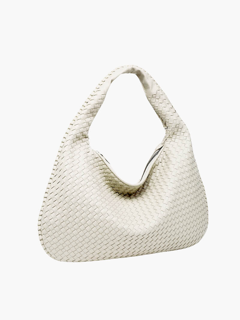 Women's Large Woven Shoulder Bag with Soft Slouchy Design - Sofia Maris