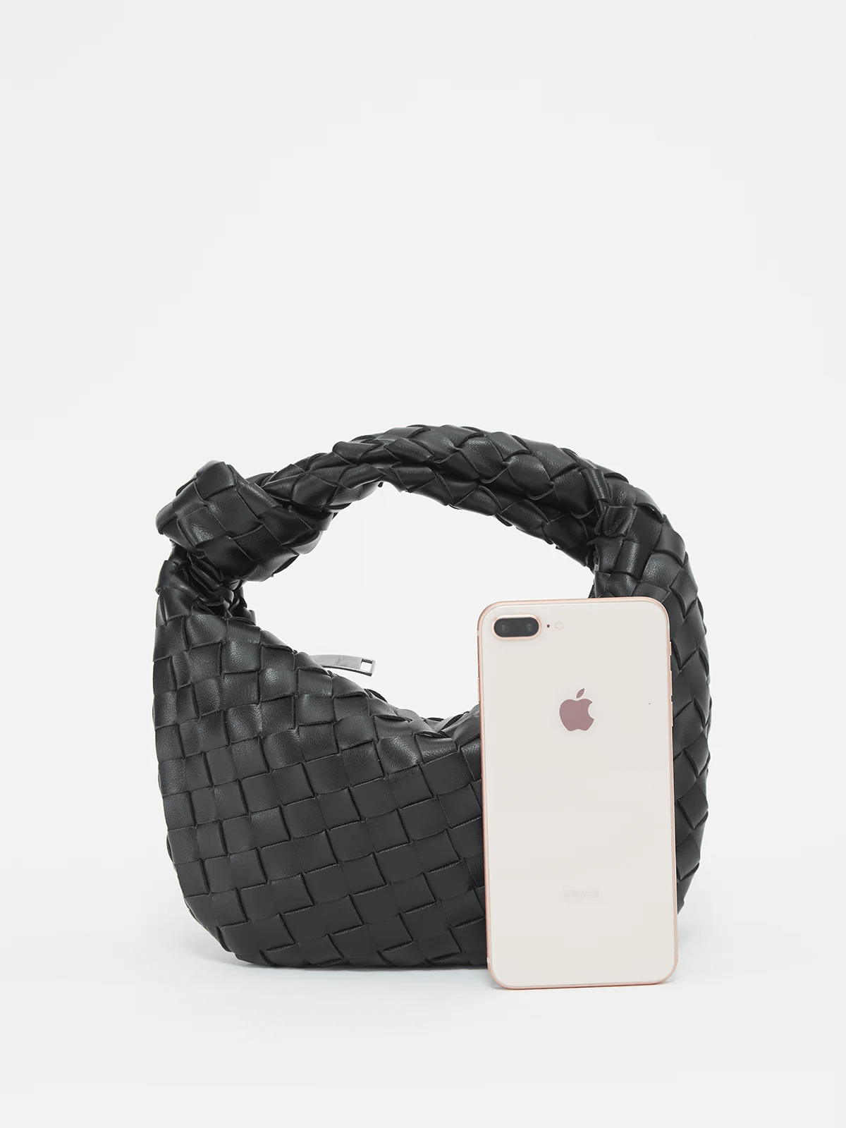 Women's Woven Mini Handbag with Top Handle and Knot Detail - Sofia Maris