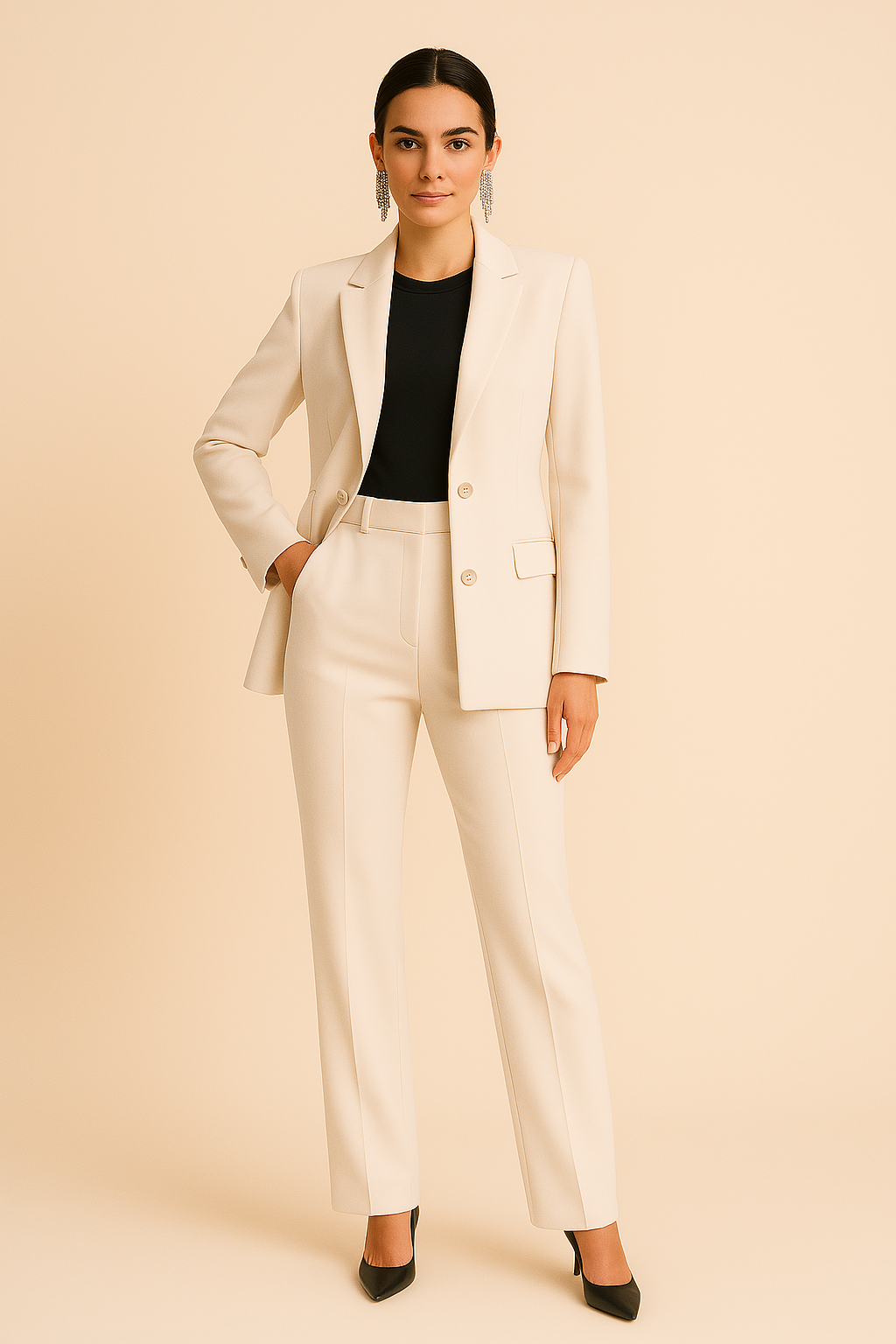 Tailored Summer Suit Set – Blazer & Pleated Trousers for Women - Sofia Maris