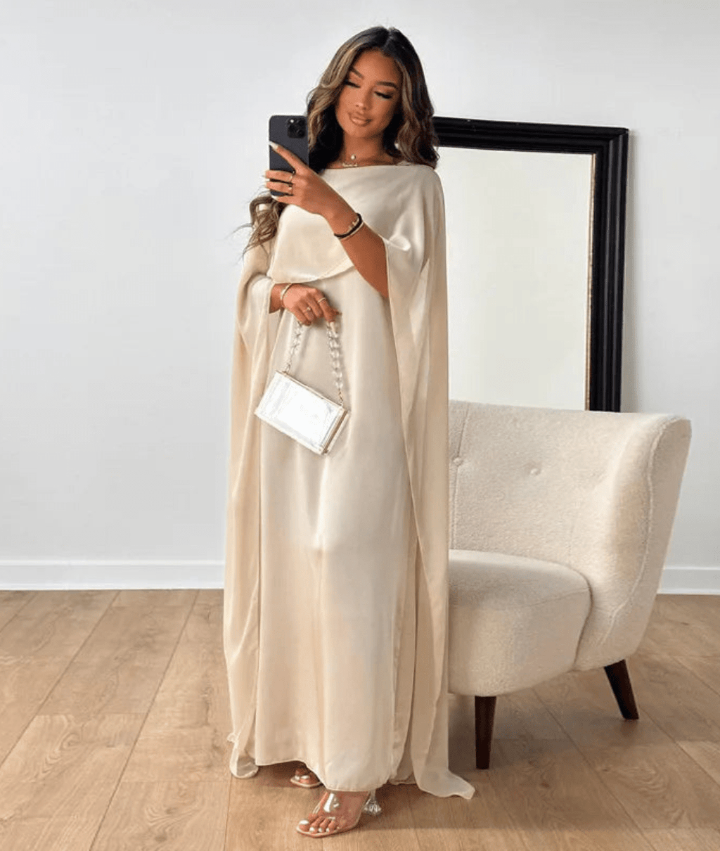 Tayma – Draped Sleeve Abaya Maxi Dress