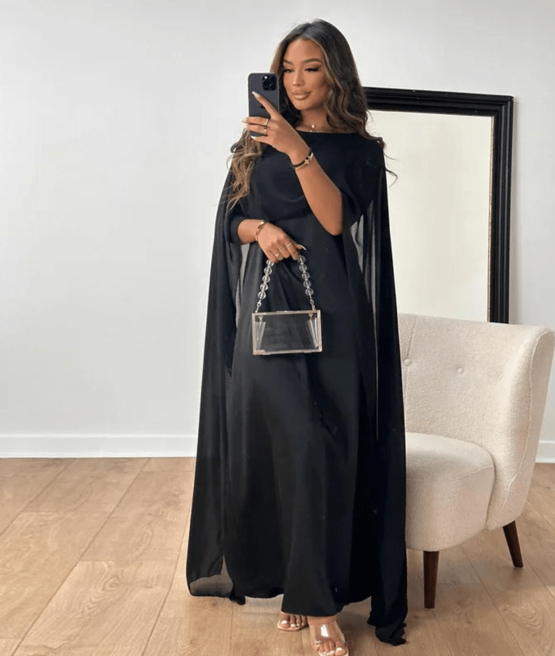 Tayma – Draped Sleeve Abaya Maxi Dress