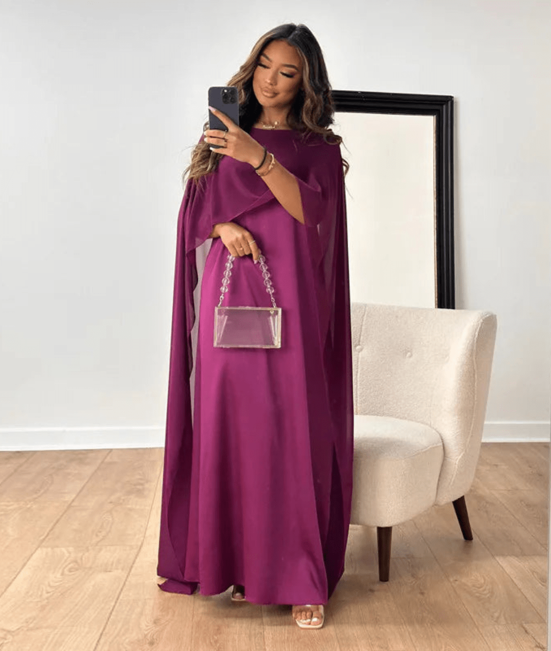 Tayma – Draped Sleeve Abaya Maxi Dress