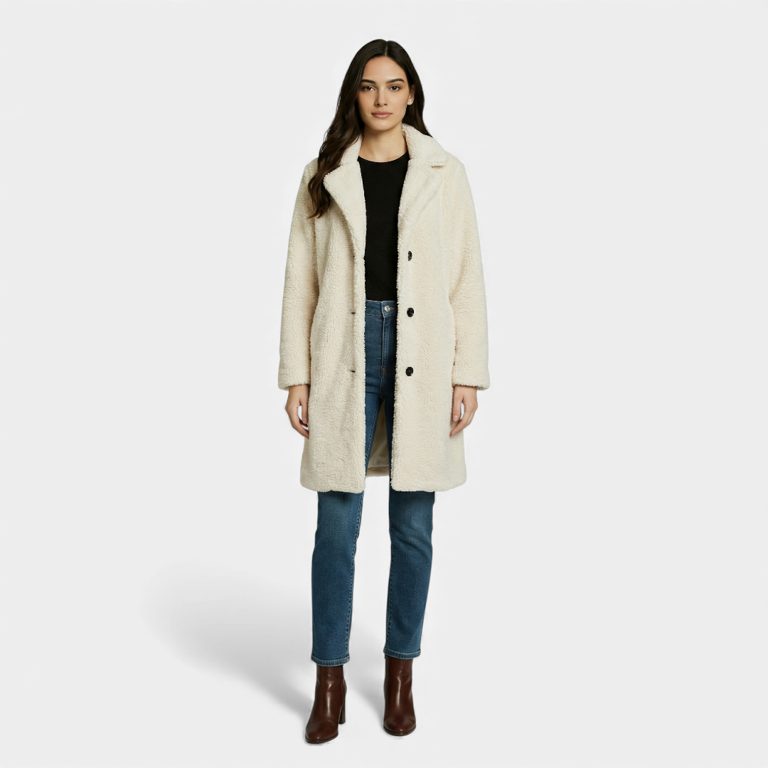 Sofia Maris Teddy Coat Longline Button-Up for Women