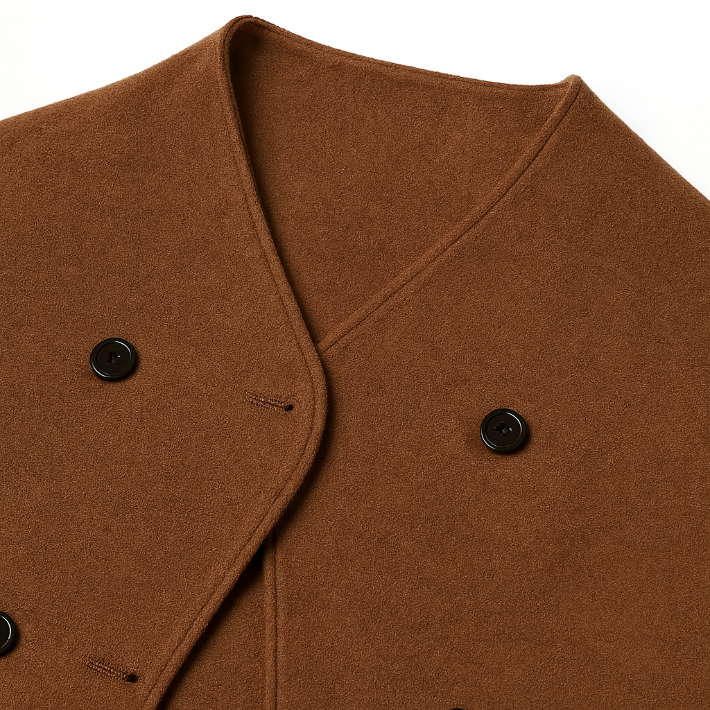 Long-sleeve double-breasted jacket with a V-neckline, button closure, and relaxed fit.