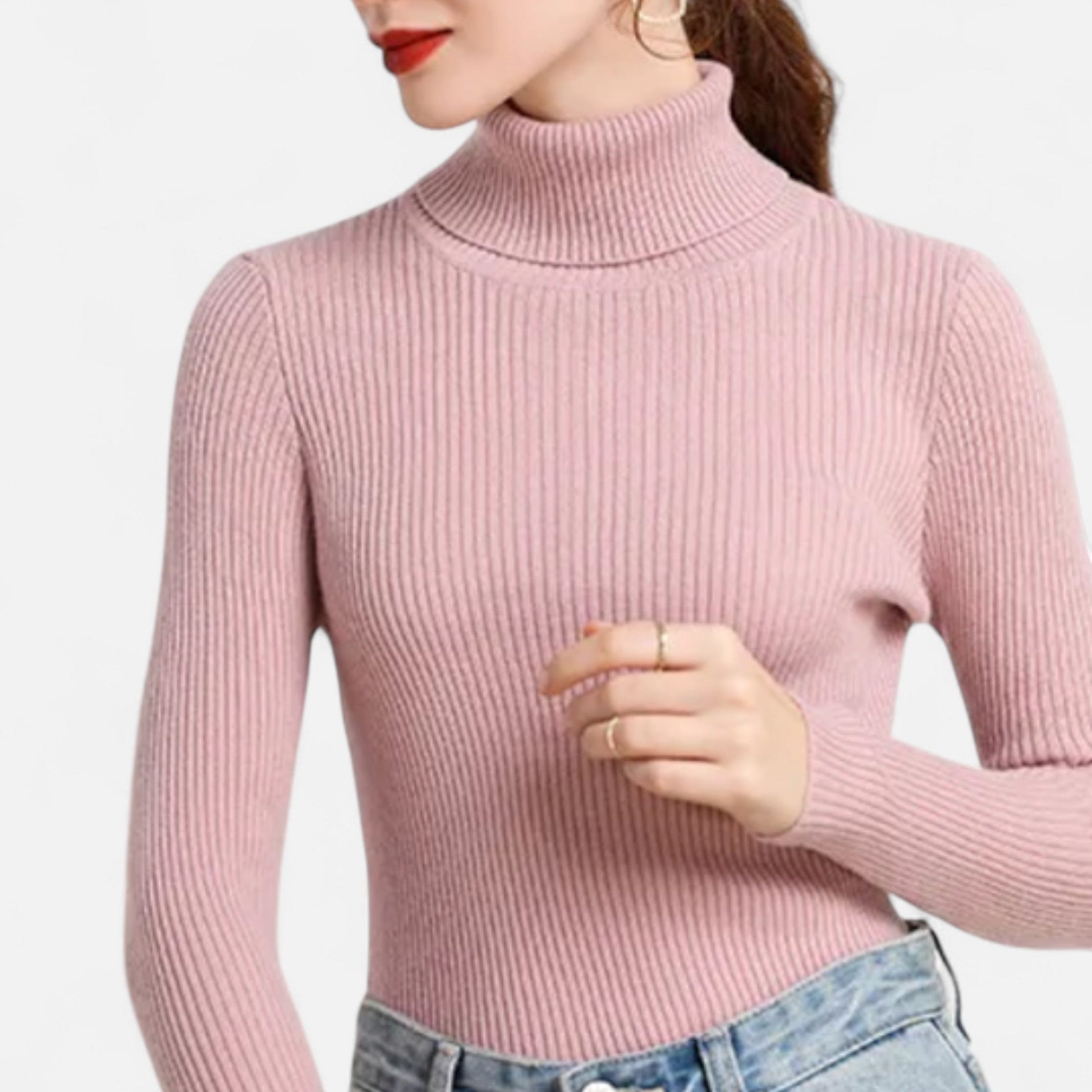 Sofia Maris | Women’s Ribbed Turtleneck – Long Sleeve Slim Fit Top