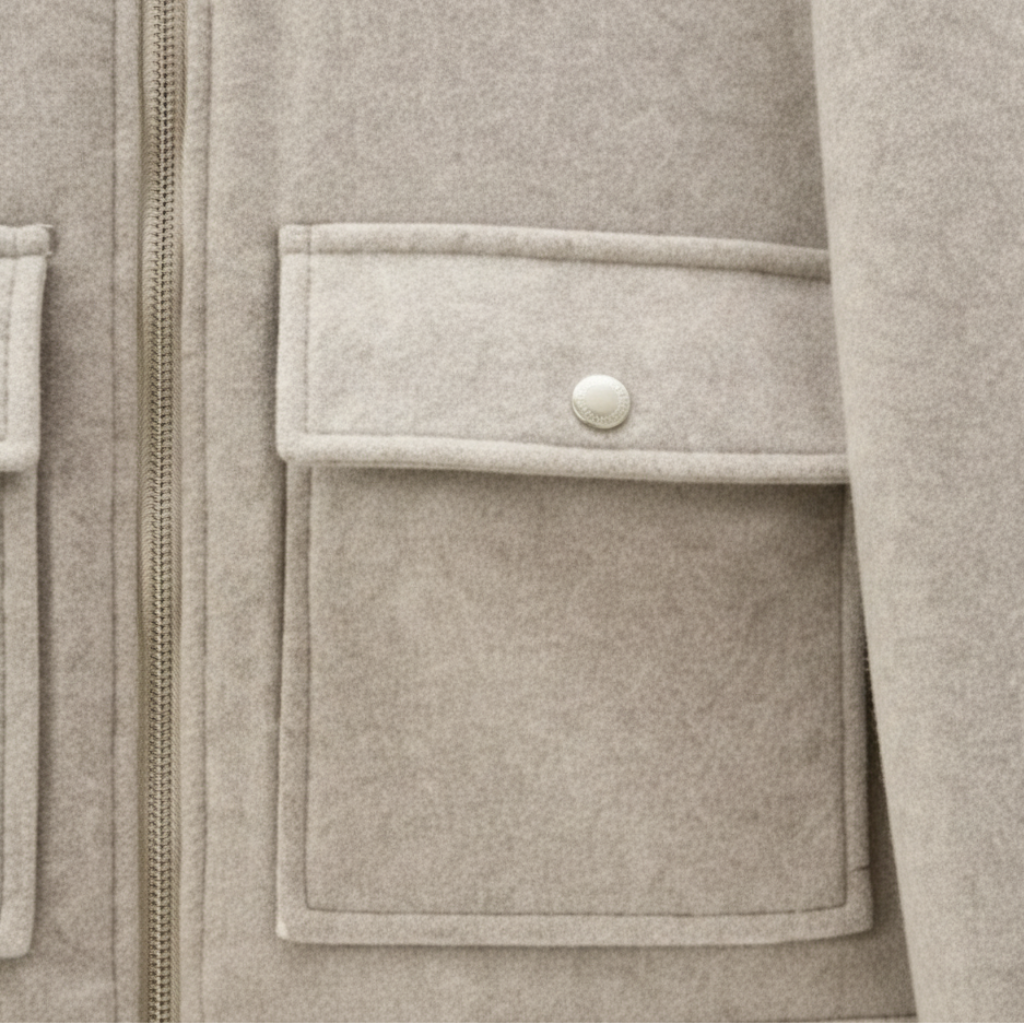 Sofia Maris Women’s Wool Blend Utility Jacket – Zip Up Short Coat - Sofia Maris