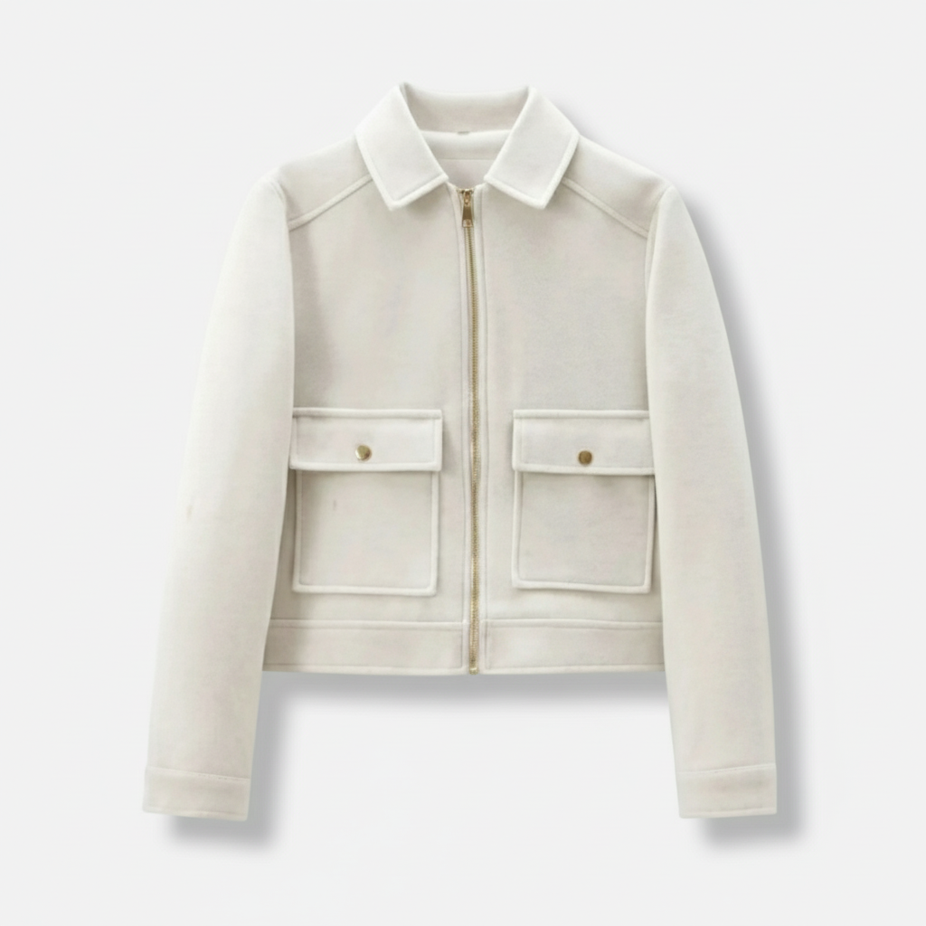 Sofia Maris Women’s Wool Blend Utility Jacket – Zip Up Short Coat - Sofia Maris