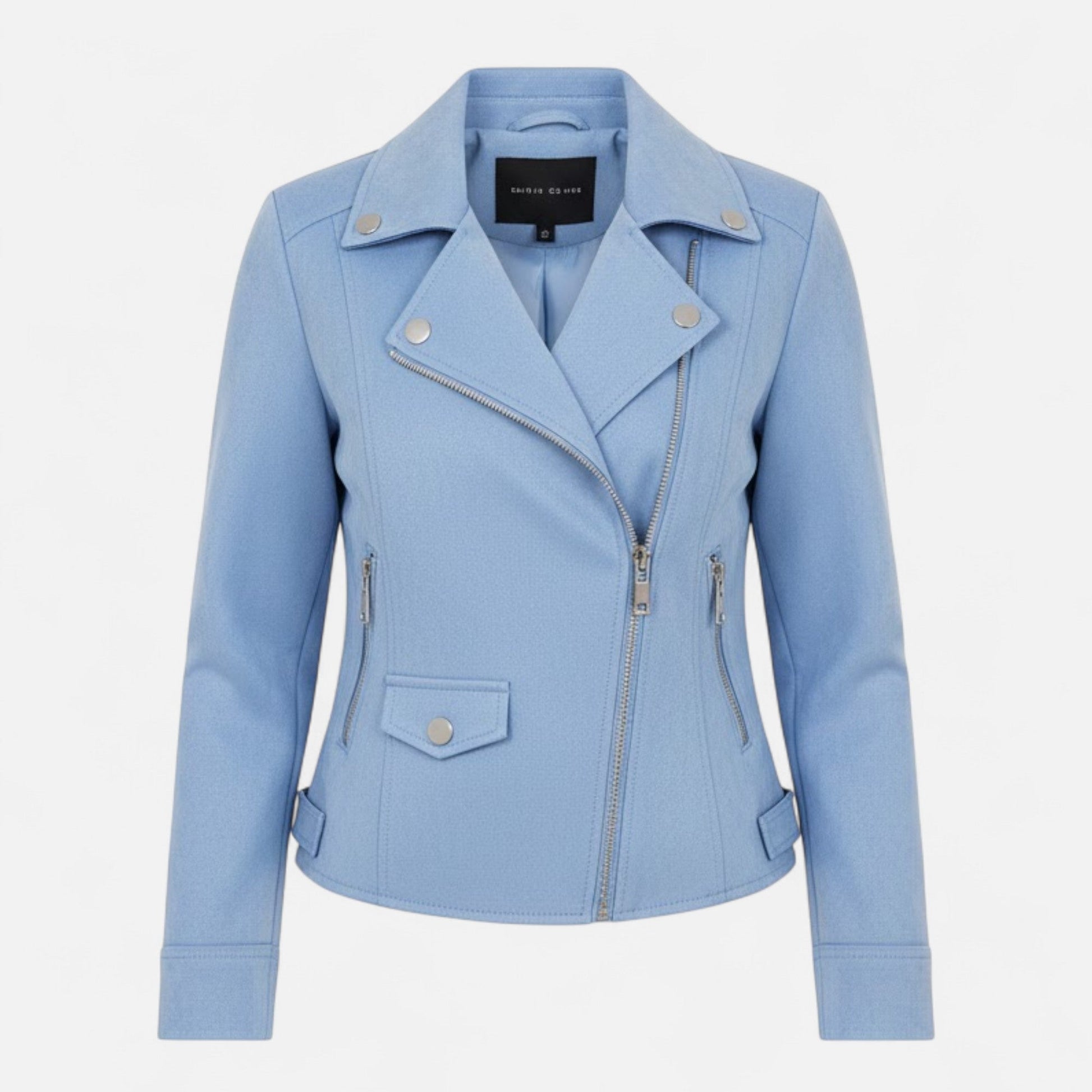 Sofia Maris Women’s Slim Lapel Zip Jacket with Pockets