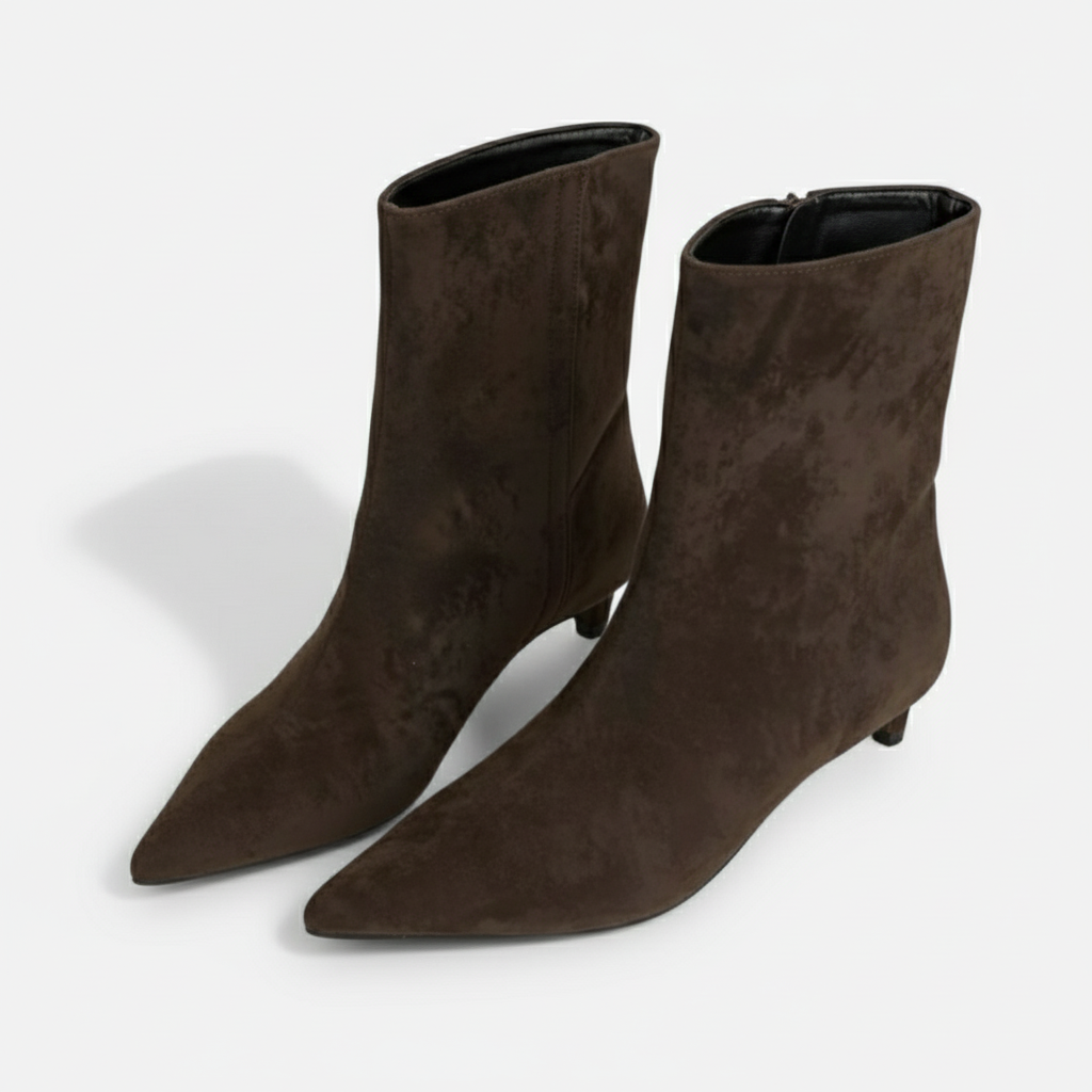 Sofia Maris Women’s Pointed-Toe Suede Ankle Boots – Chic Low Heel Style - Sofia Maris