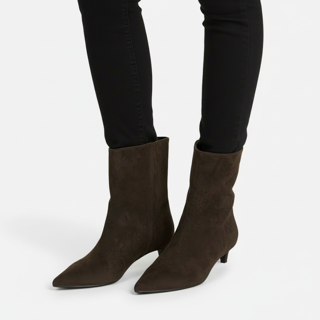 Sofia Maris Women’s Pointed-Toe Suede Ankle Boots – Chic Low Heel Style - Sofia Maris