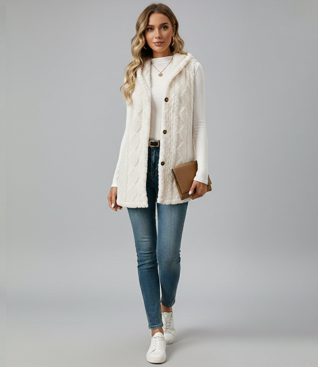 Sofia Maris Women’s Hooded Vest Coat – Elegant All-Season Layering - Sofia Maris