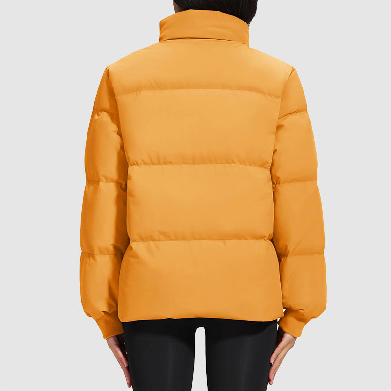 Harper Hip-Length Quilted Puffer Jacket | Stand Collar Ribbed Cuffs Jacket