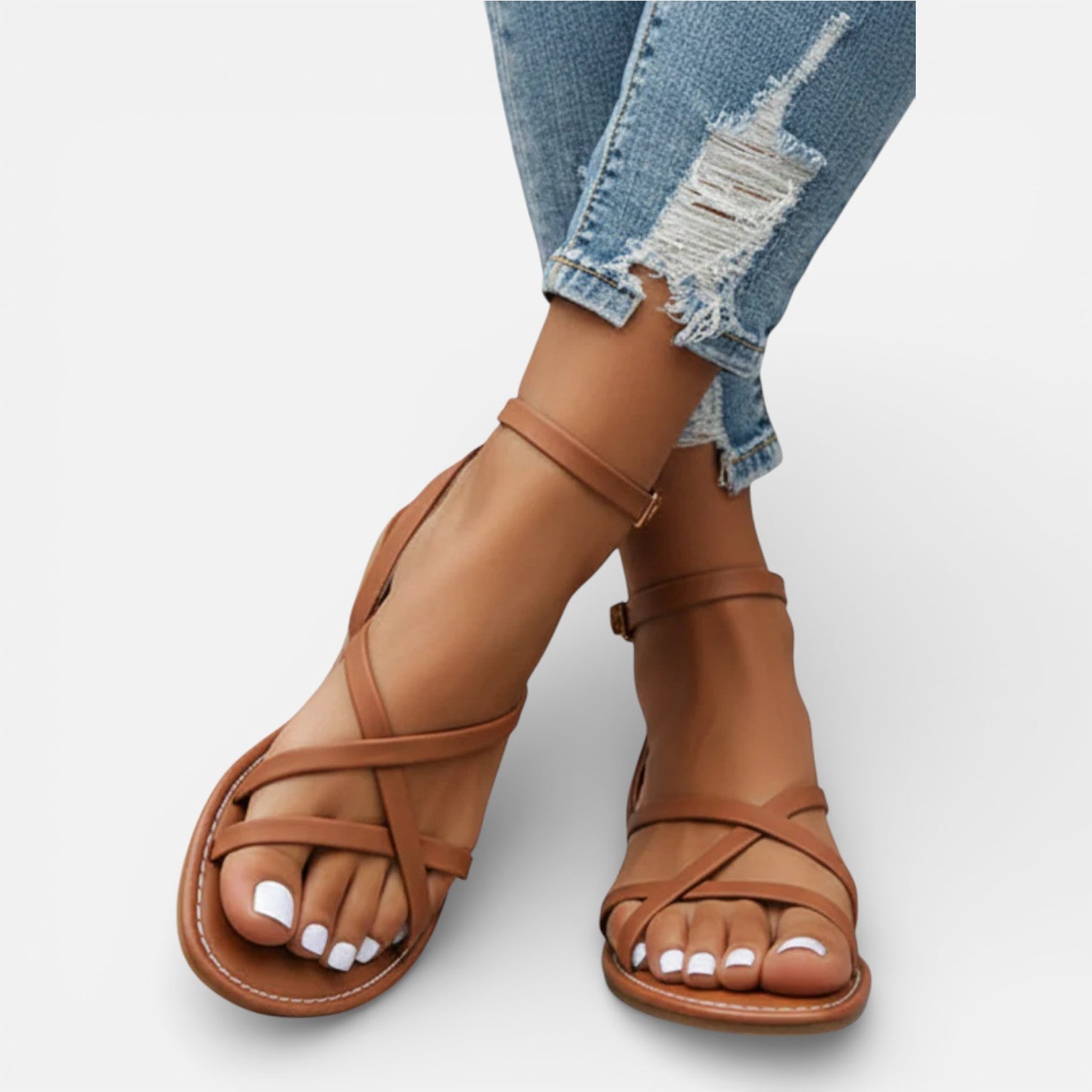 Women’s Strappy Flat Sandals Leather Classic Day Wear