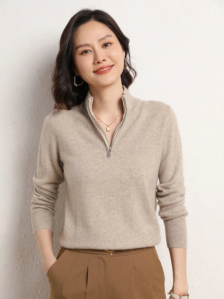 Women's Cashmere Half-Zip Pullover - Sofia Maris