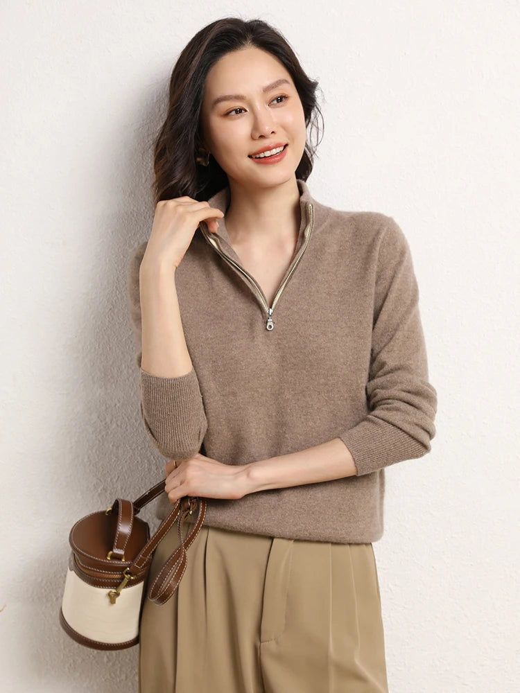 Women's Cashmere Half-Zip Pullover - Sofia Maris