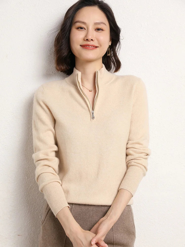 Women's Cashmere Half-Zip Pullover - Sofia Maris