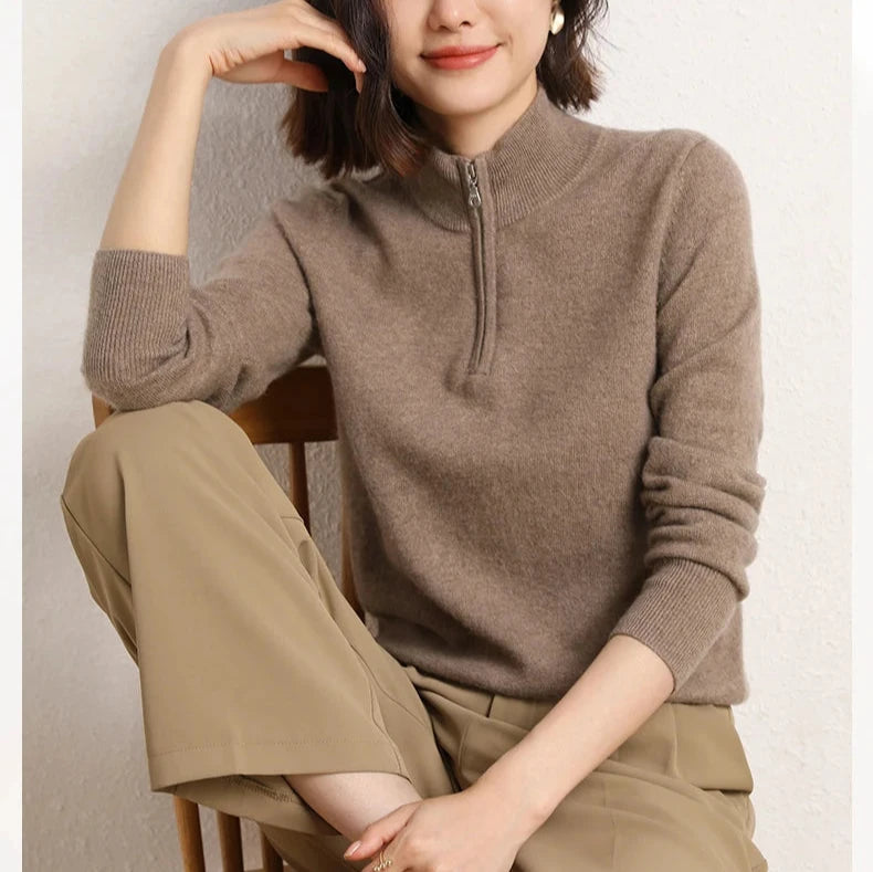 Women's Cashmere Half-Zip Pullover - Sofia Maris