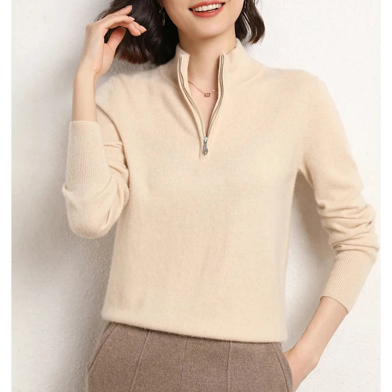 Women's Cashmere Half-Zip Pullover - Sofia Maris