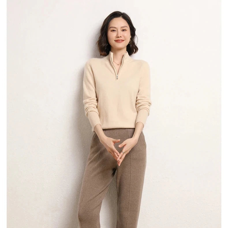 Women's Cashmere Half-Zip Pullover - Sofia Maris