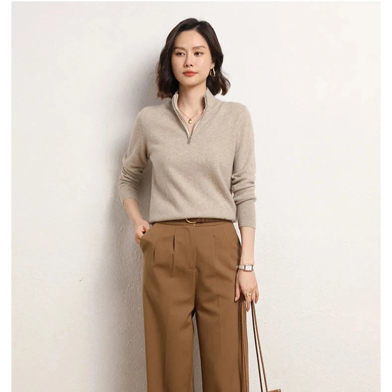 Women's Cashmere Half-Zip Pullover - Sofia Maris