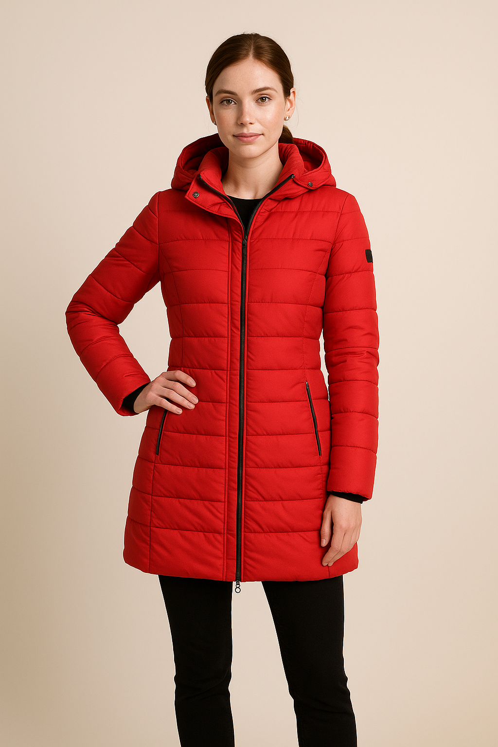 Women’s Long Quilted Puffer Jacket with Detachable Hood – Slim Fit Winter Coat - Sofia Maris