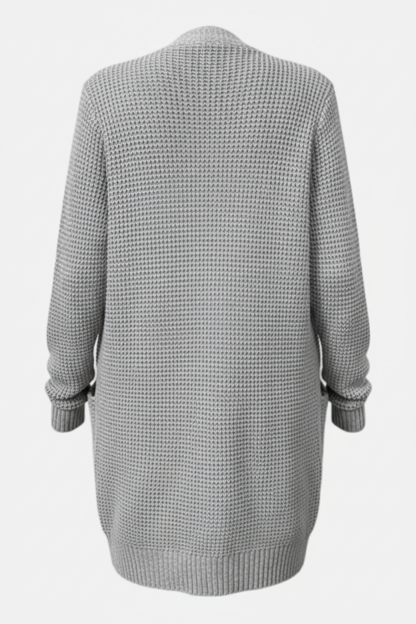 Arlona – Women’s Waffle Knit Open Front Cardigan with Pockets - Sofia Maris