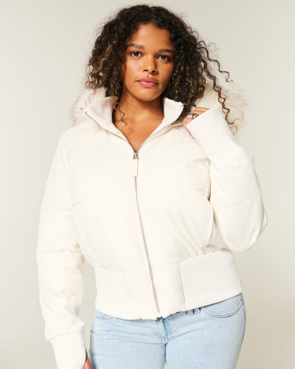 Women's Quilted Winter Jacket with Removable Hood