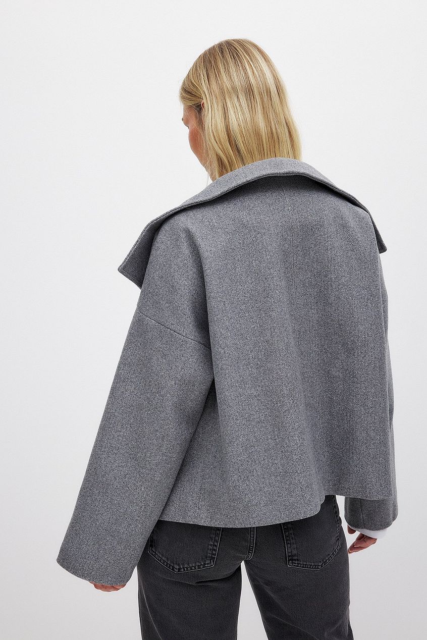 Women's Short Wool Jacket with Double Snap Closure - Sofia Maris