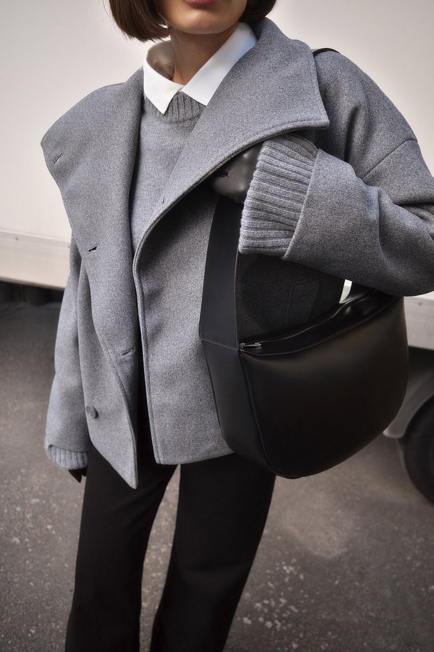 Women's Short Wool Jacket with Double Snap Closure - Sofia Maris