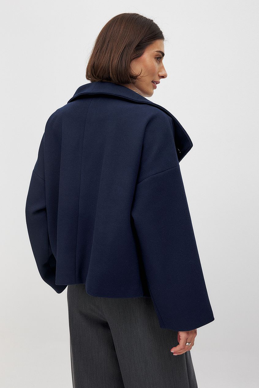 Women's Short Wool Jacket with Double Snap Closure - Sofia Maris