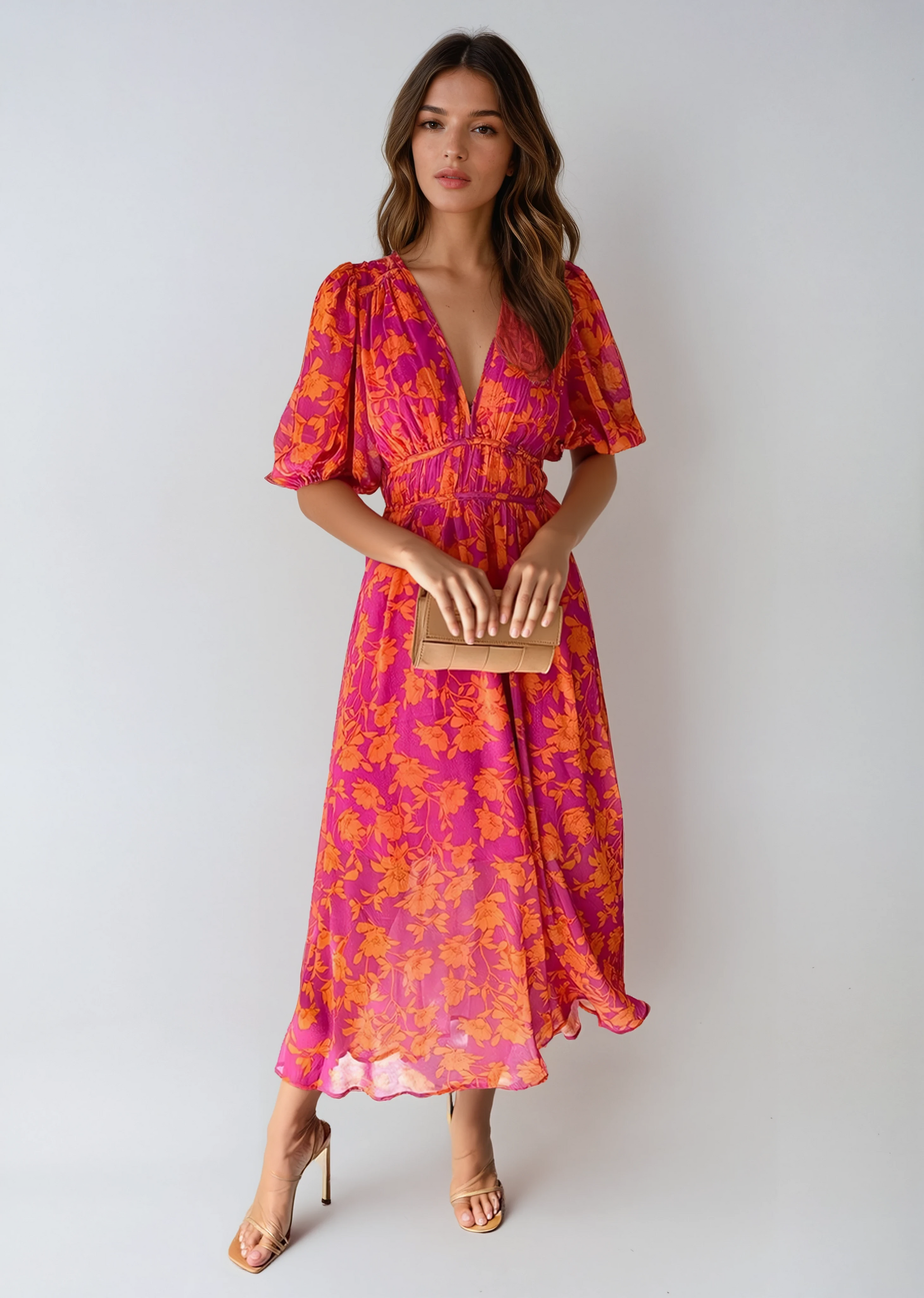 Sofia Maris Light Party Floral Midi Dress