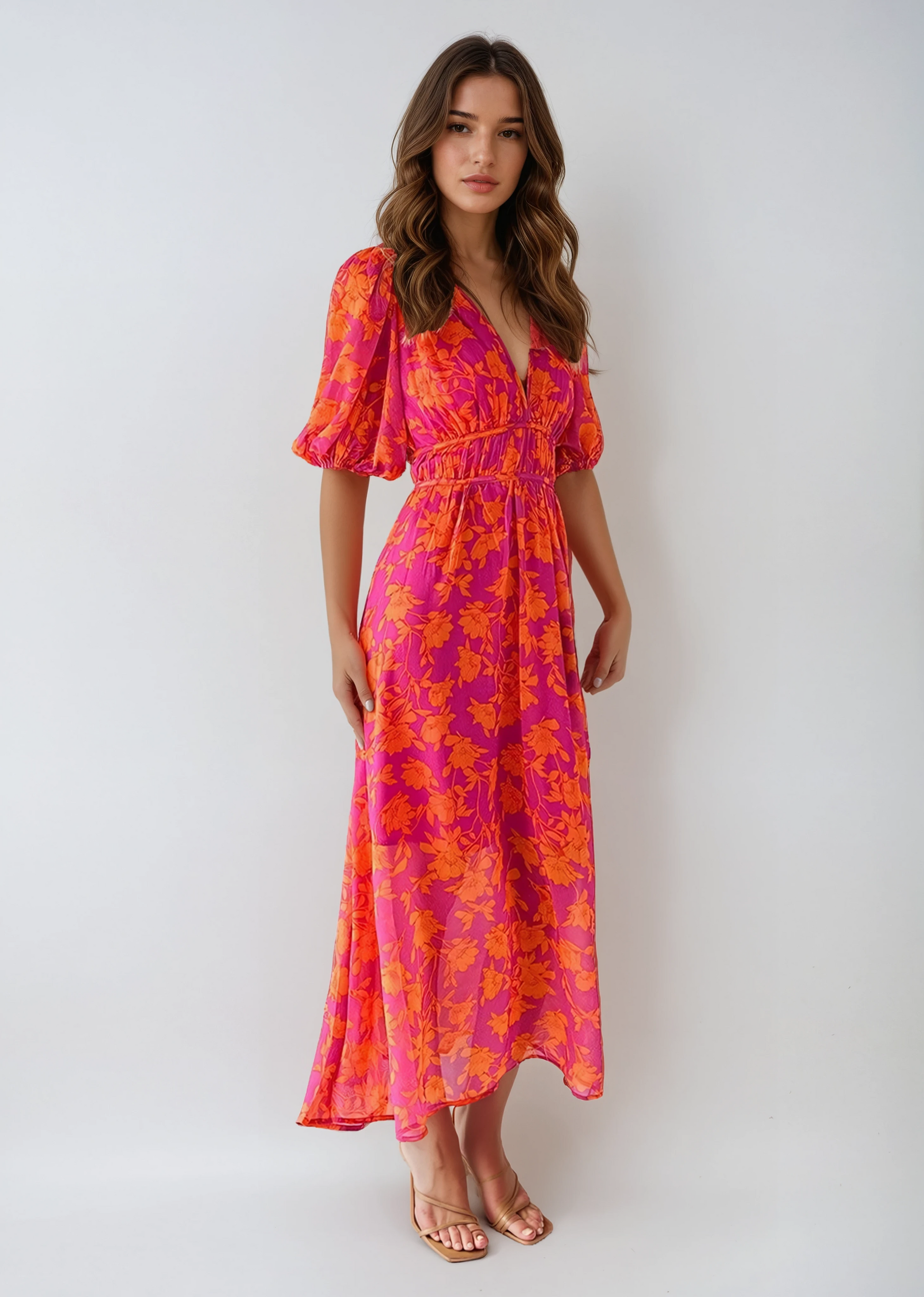Sofia Maris Light Party Floral Midi Dress