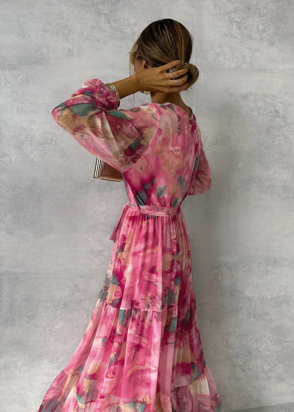 Sofia Maris Floral Wrap Evening Maxi Dress