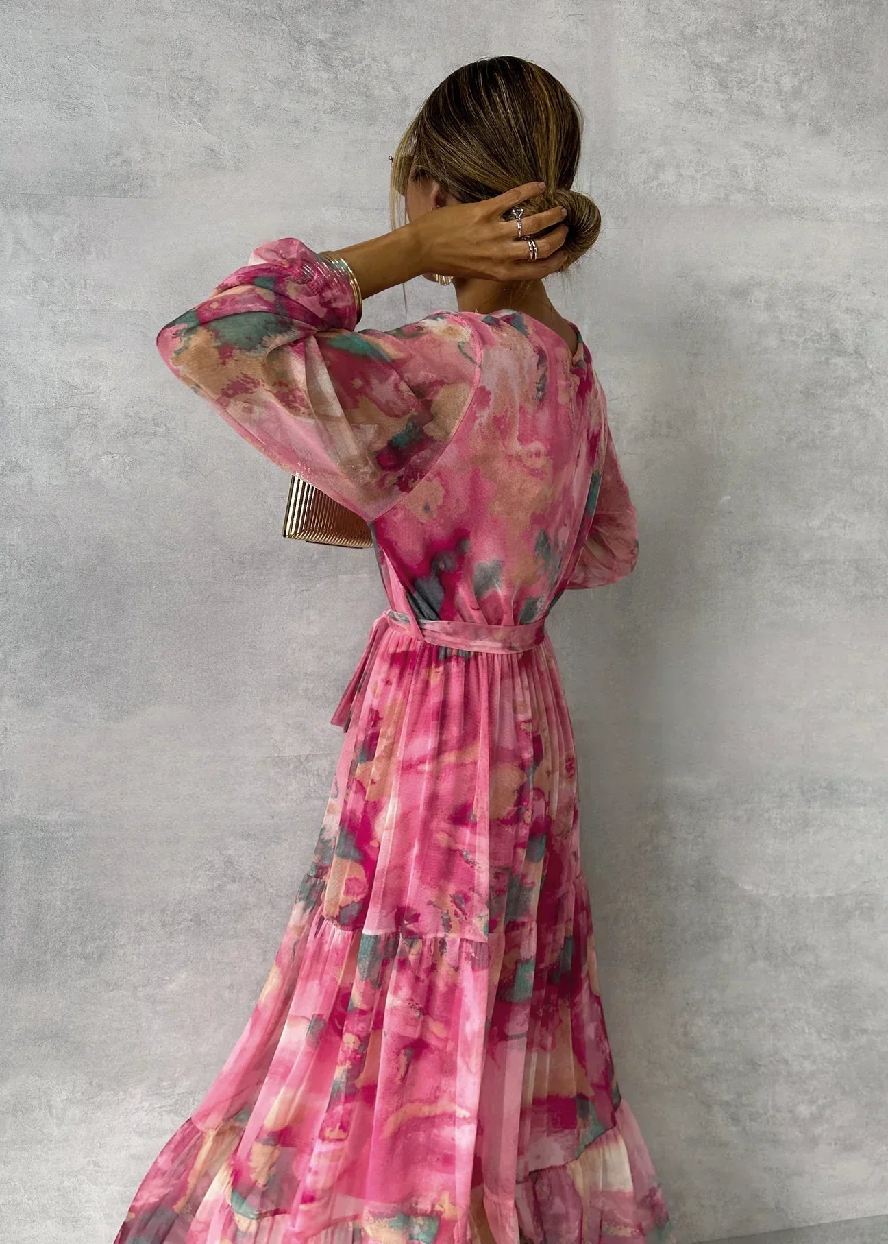 Sofia Maris Floral Wrap Evening Maxi Dress