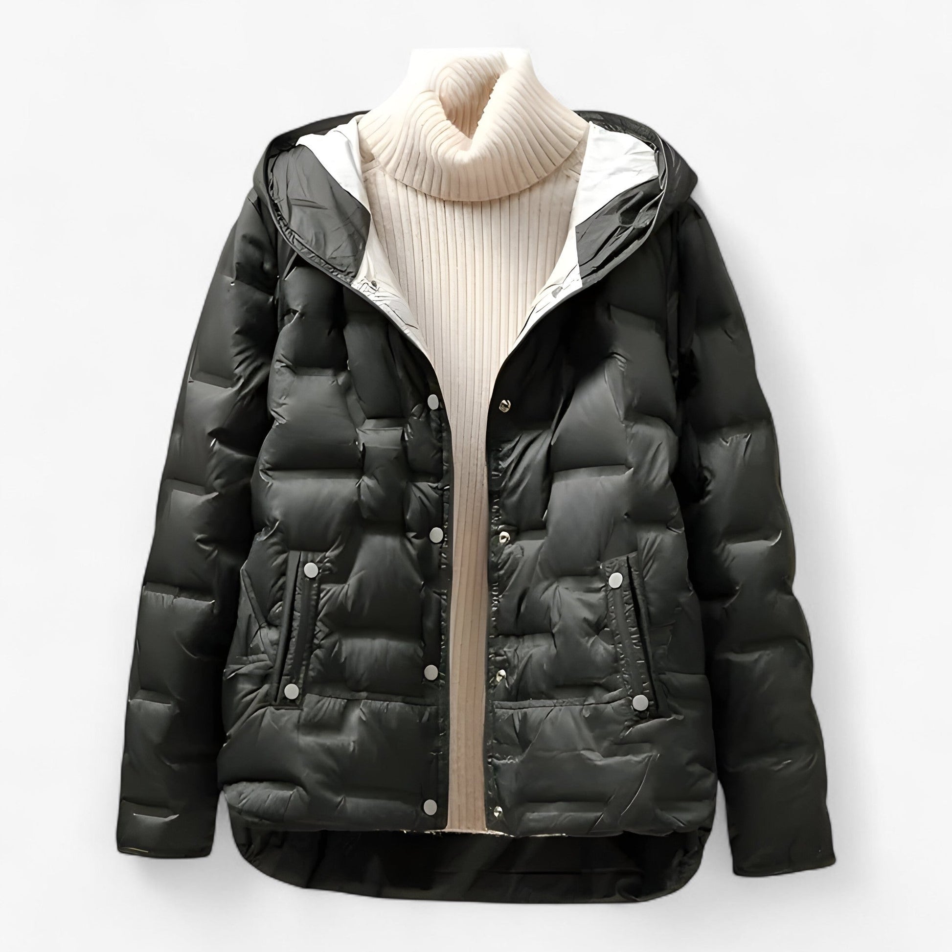Women’s Hooded Insulated Jacket – Relaxed Winter Silhouette with Quilted Design for Everyday Wear