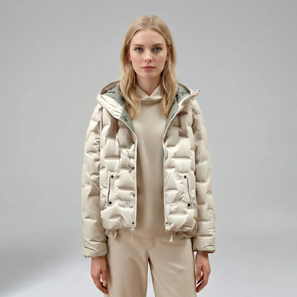 Women’s Hooded Insulated Jacket – Relaxed Winter Silhouette with Quilted Design for Everyday Wear