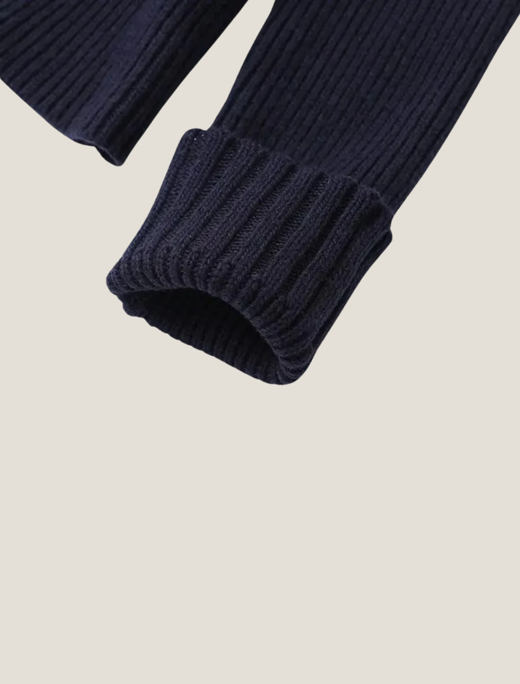 Women’s Navy Knit Cardigan – Button-Front Design with Denim-Style Trim for Smart Casual Layering