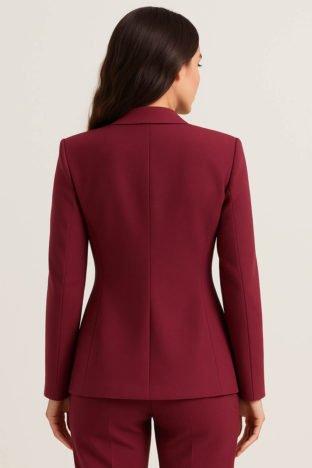 Sofia Maris Women’s Tailored Blazer – Single-Breasted – Slim Fit – Wine Red