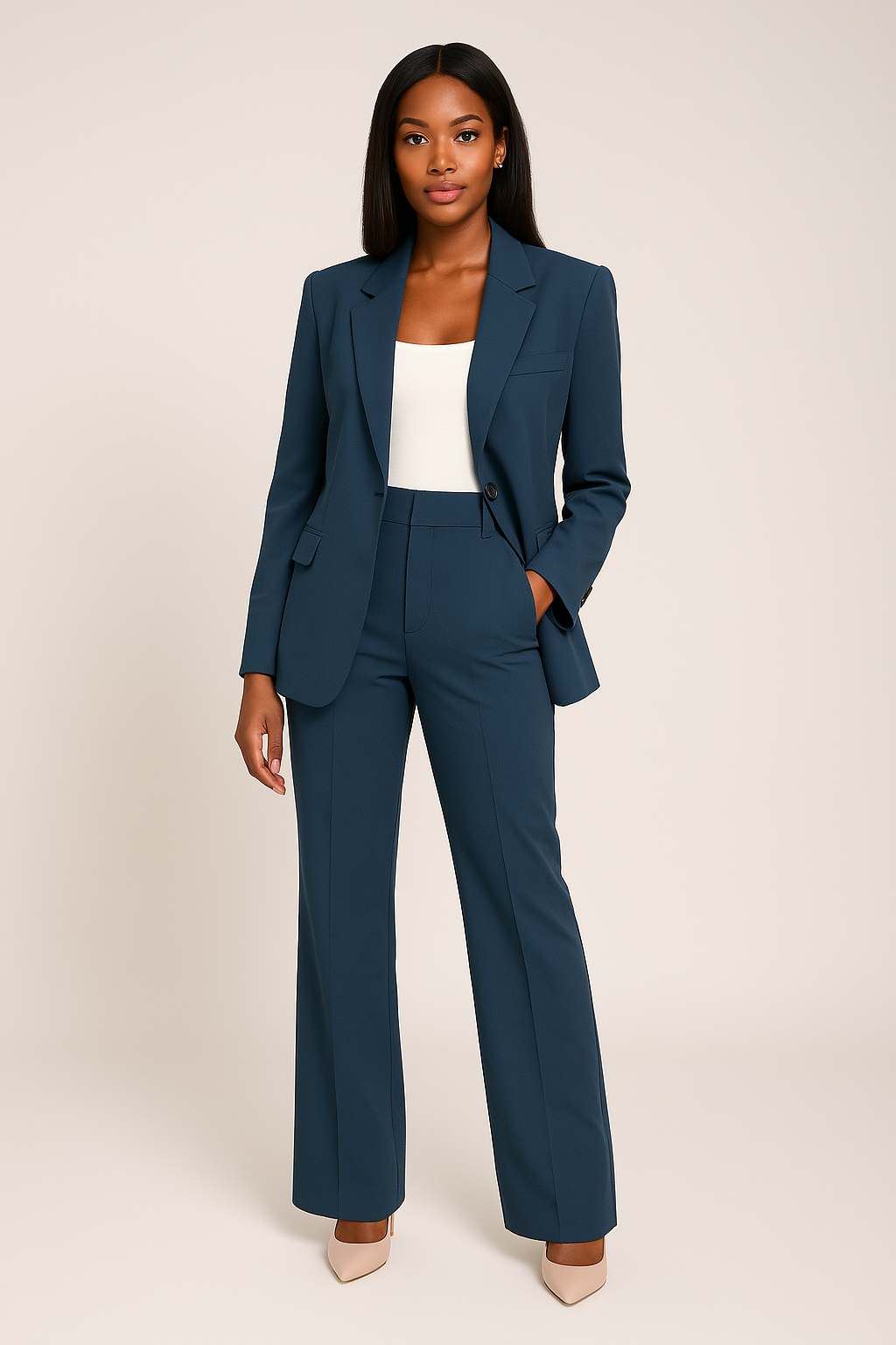 Women's Tailored Fit Pants Suit - Blazer and Pants - Sofia Maris